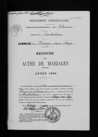 Mariages, 1940