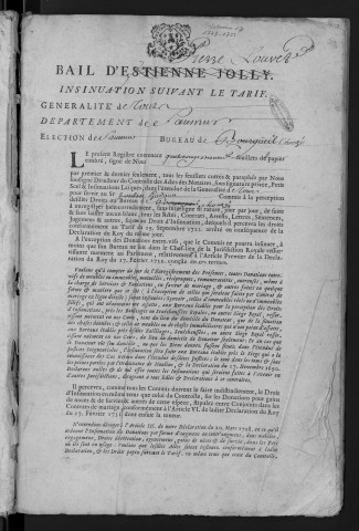 Centième denier et insinuations suivant le tarif (26 août 1749 -7 décembre 1751)