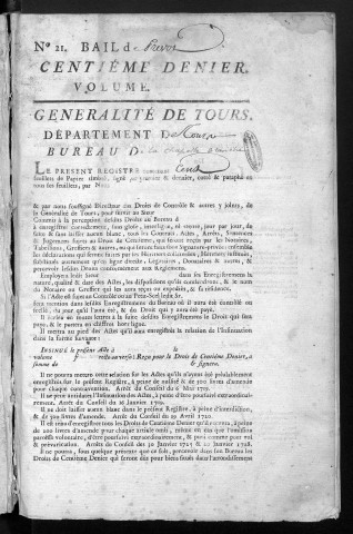 Centième denier et insinuations suivant le tarif (18 août 1768-4 mars 1773)