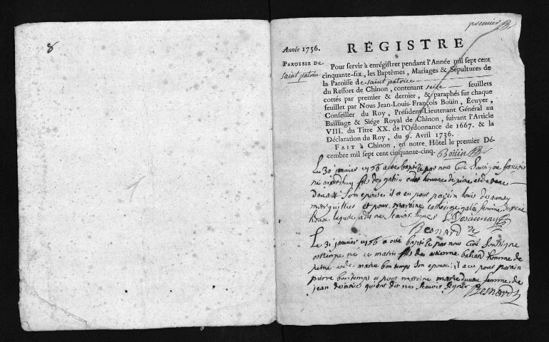 Baptêmes, mariages, sépultures, 1756-1757