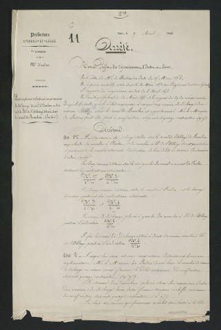 Vannes de décharge des moulins à Foulon et de l'Abbaye. Modification des prescriptions (9 avril 1856)