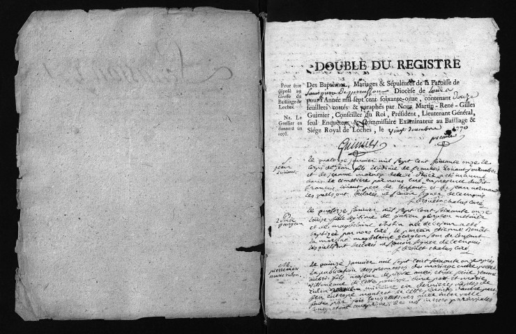 Collection du greffe. Baptêmes, mariages, sépultures, 1771