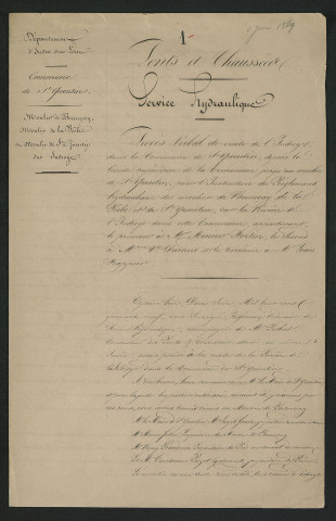 Projet de règlement d'eau, visite de l'ingénieur (2 juin 1849)