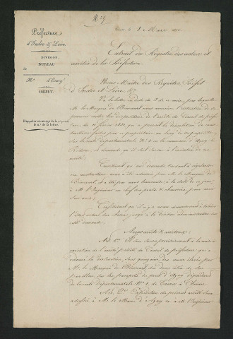 Arrêté préfectoral rapportant les dispositions de l'arrêté du 11 février (8 mars 1830)