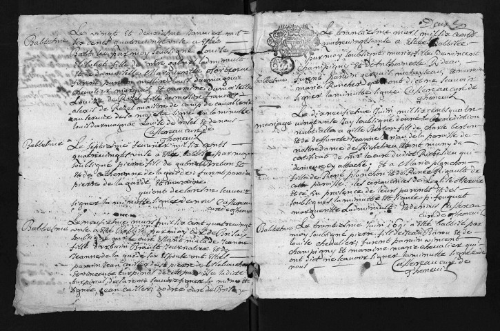 Baptêmes, mariages, sépultures, 1691