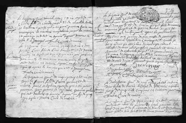 Collection communale. Baptêmes, mariages, sépultures, 1749-1755