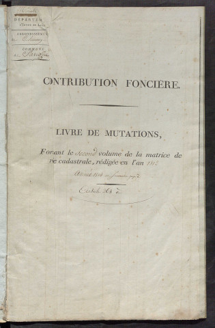 Livre de mutations, formant le second volume de la matrice de rôle cadastrale rédigée en l'an 1812, art. 268 à 534.