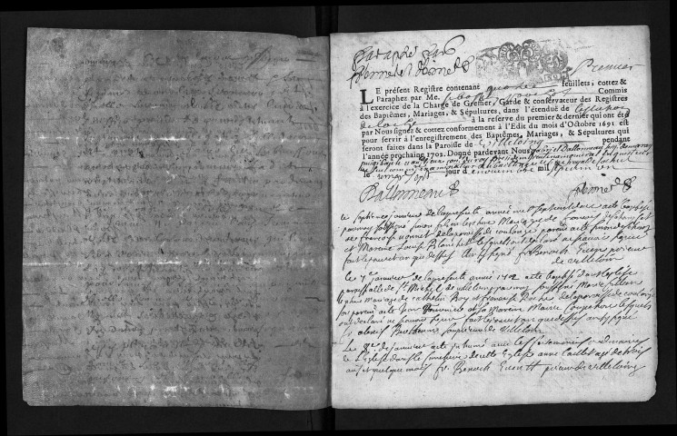 Baptêmes, mariages, sépultures, 1702-1703