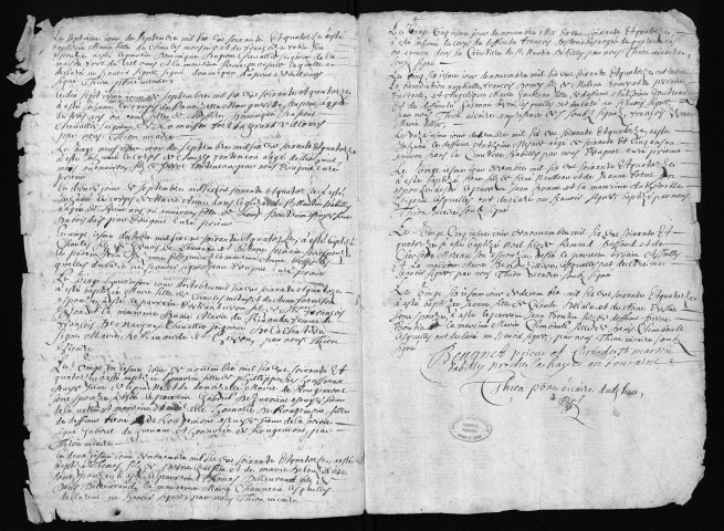 Collection du greffe. Baptêmes, mariages, sépultures, 1674 - Les années 1675-1691 sont lacunaires dans cette collection