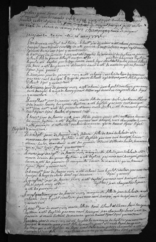 Collection du greffe. Baptêmes, mariages, sépultures, 1713-1716
