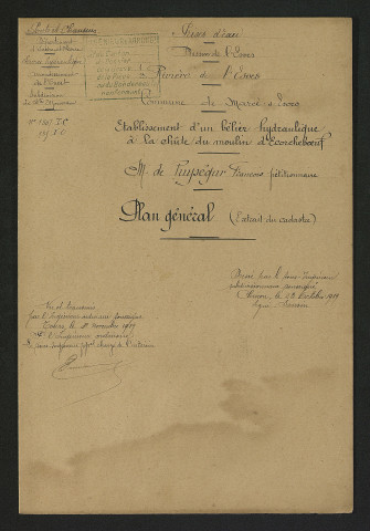 Plan général avec indication du bélier hydraulique (23 octobre 1919)