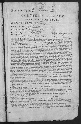 Centième denier et insinuations suivant le tarif (5 avril 1758-31 mai 1760)