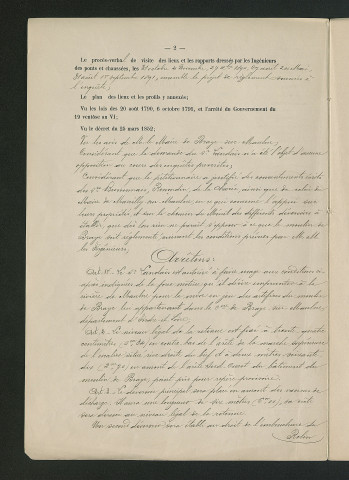 Arrêté préfectoral valant règlement d'eau (2 juillet 1892)