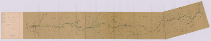 Plan général du ruisseau comprenant les moulins des Barres, de Saint-martin et de Bréviande (15 juillet 1852)