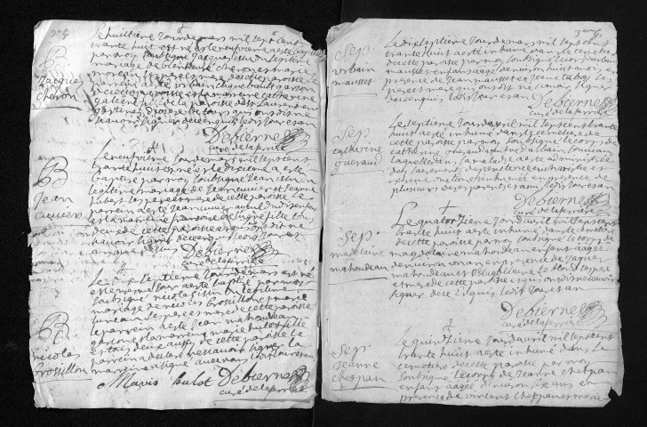 Collection du greffe. Baptêmes, mariages, sépultures, 1738