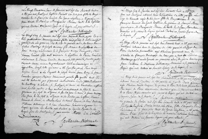 Collection du greffe. Baptêmes, mariages, sépultures, 1768