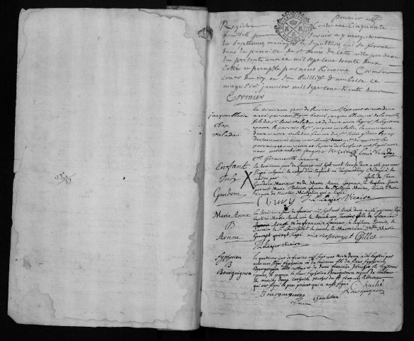 Collection communale. Baptêmes, mariages, sépultures, février 1732-février 1733