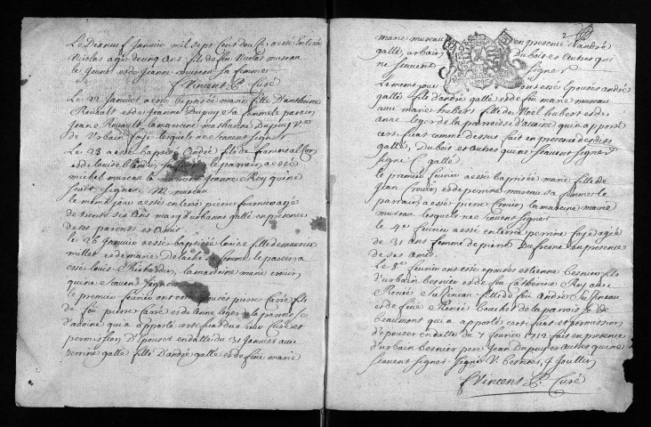 Baptêmes, mariages, sépultures, 1712 - Les années 1708-1711 sont lacunaires dans la collection du greffe