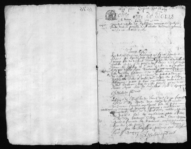 Baptêmes, mariages, sépultures, 1676-1679