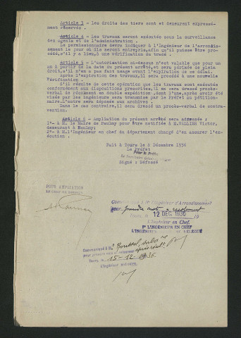 Arrêté préfectoral autorisant la suppression du moulin (8 décembre 1936)