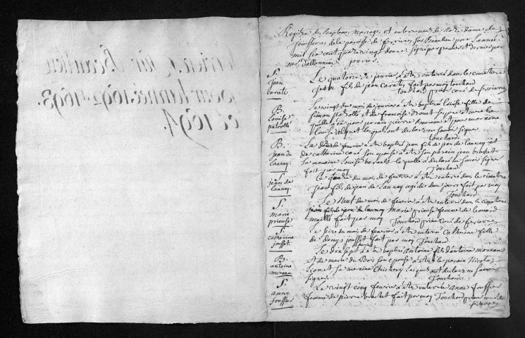 Collection du greffe. Baptêmes, mariages, sépultures, 1692-1694 - Les années 1689-1691 sont lacunaires dans cette collection
