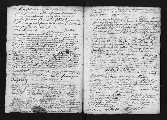 Baptêmes, mariages, sépultures, 1738