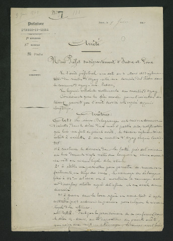 Travaux réglementaires. Mise en demeure d'exécution (9 juin 1860)