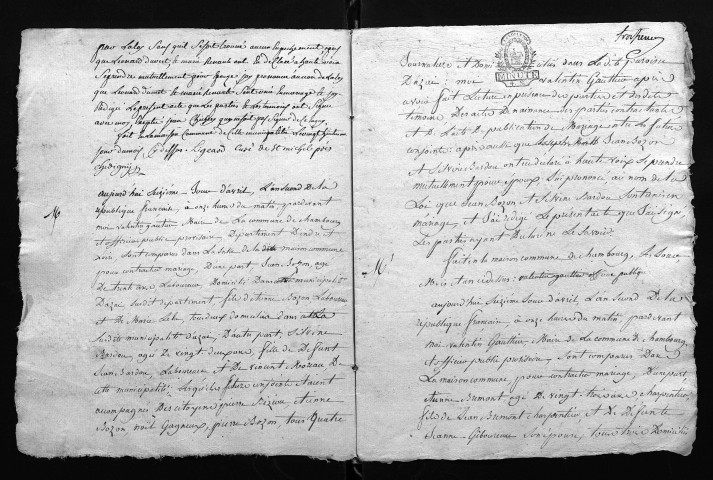 Mariages, 1793-an II