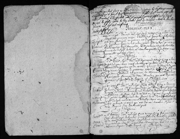 Collection du greffe. Baptêmes, mariages, sépultures, 1725 - Les années 1680-1724 sont lacunaires dans cette collection