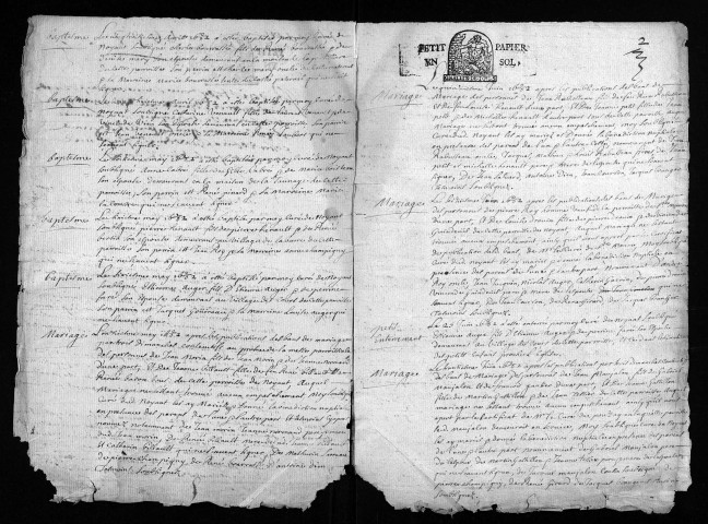 Collection du greffe. Baptêmes, mariages, sépultures, 1682 - Pour les années 1676-1681 voir 6NUM7/176/001