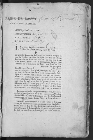 Centième denier et insinuations suivant le tarif (15 avril 1727-3 novembre 1729)
