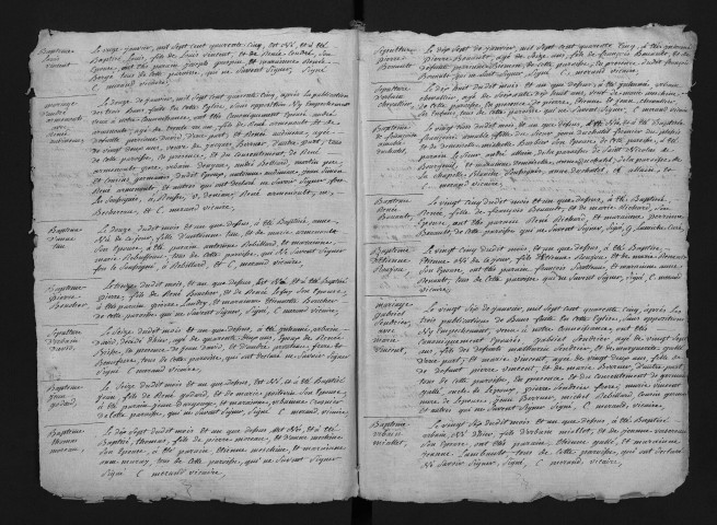 Collection du greffe. Baptêmes, mariages, sépultures, 1745-1746