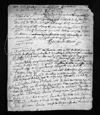 Baptêmes, mariages, sépultures, 1728-1729