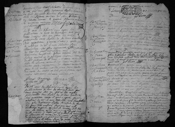 Collection communale. Baptêmes, mariages, sépultures, 1719-novembre 1721