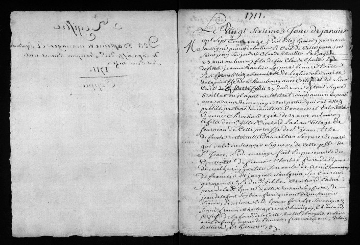 Baptêmes, mariages, sépultures, 1711