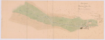 Plan aquarellé du moulin et des prairies en amont (9 mai 1831)