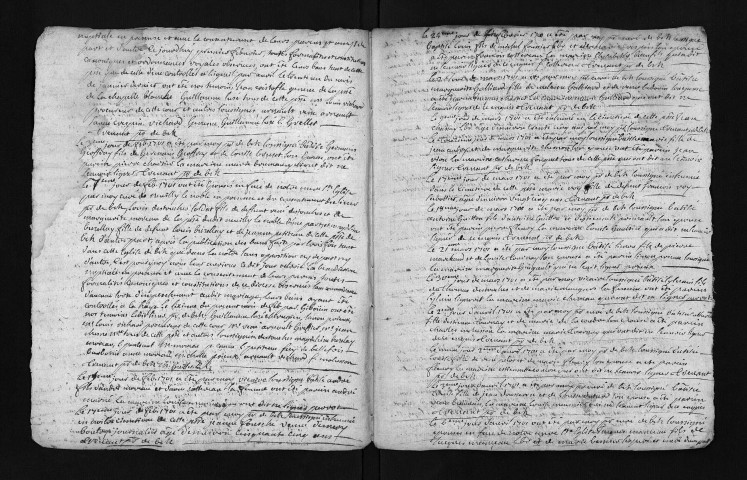 Collection du greffe. Copie du registre des Baptêmes, mariages, sépultures, 1701-1702