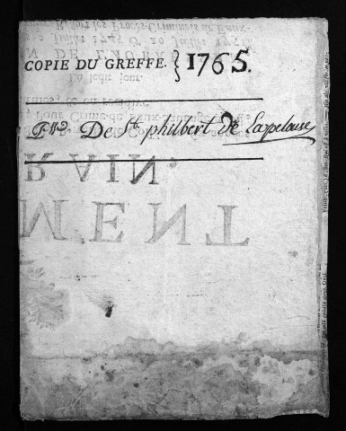 Collection du greffe. Baptêmes, mariages, sépultures, 1765