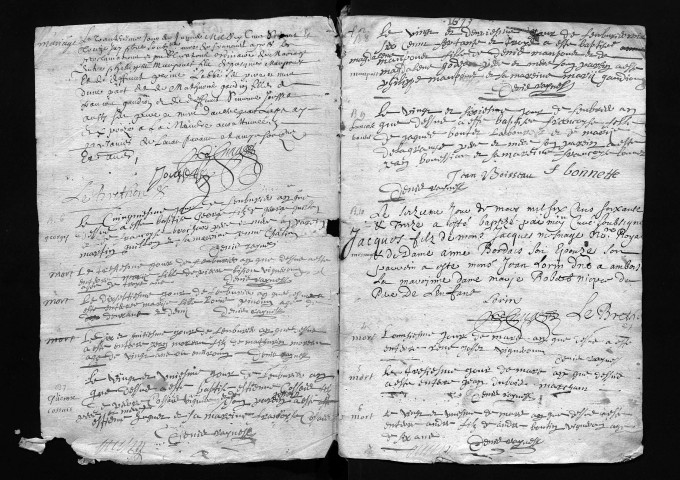 Collection communale. Baptêmes, mariages, sépultures, 1673-février 1692