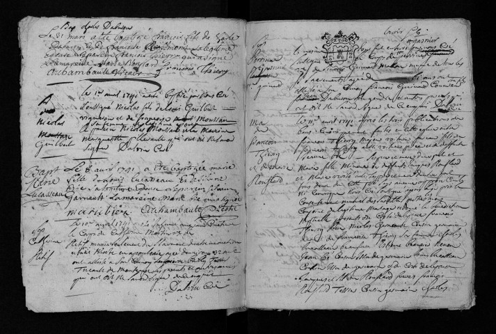 Collection communale. Baptêmes, mariages, sépultures, 1741