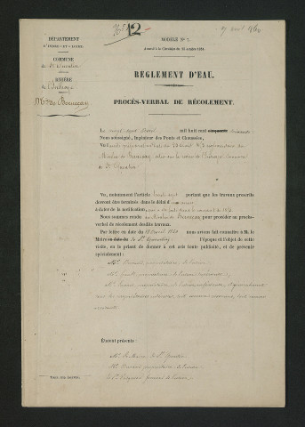 Procès-verbal de récolement (27 avril 1860)
