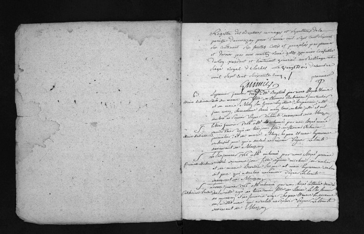 Collection du greffe. Baptêmes, mariages, sépultures, 1766