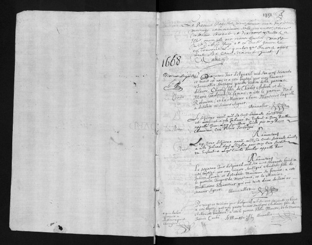 Collection communale. Baptêmes, mariages, sépultures, avril 1668-1679