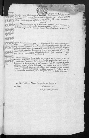 Centième denier (13 mars 1775 -25 avril 1777) et insinuations suivant le tarif (13 mars-30 septembre 1775)