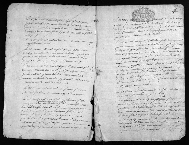 Baptêmes, mariages, sépultures, 1706