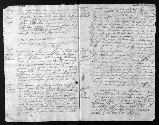 Collection du greffe. Baptêmes, mariages, sépultures, 1739