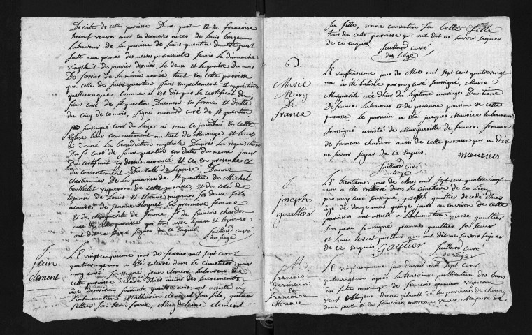 Collection du greffe. Baptêmes, mariages, sépultures, 1781