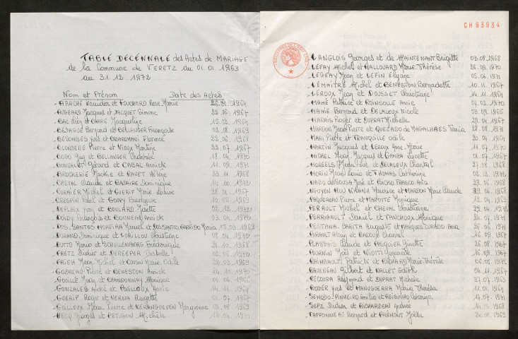 Naissances, mariages, décès