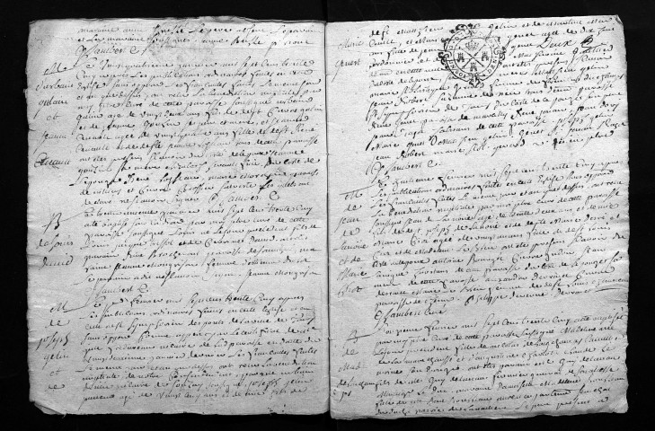 Collection du greffe. Baptêmes, mariages, sépultures, 1735