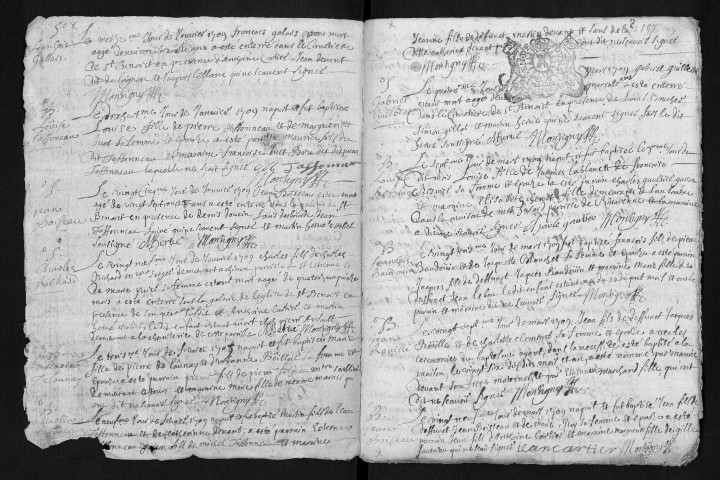 Collection communale. Baptêmes, mariages, sépultures, 1709-1713